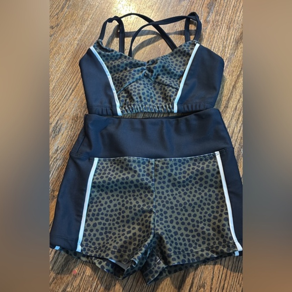 Oh lala dance set. Olive animal print